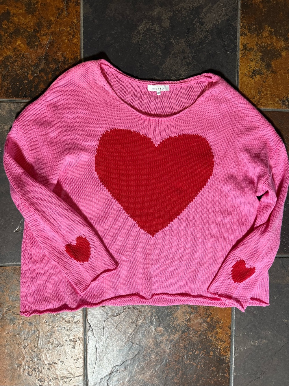 Miracle Pink Sweater with Red Heart Intarsia